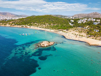 Aerial view of beach against sky