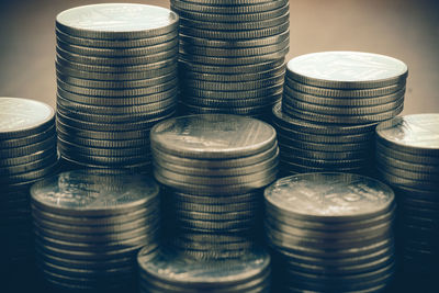 Close-up of stack of coins