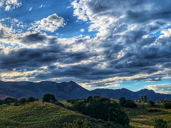 Scenic view of mountains against sky