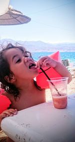 Woman enjoying at beach