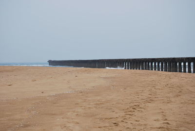 Scenic view of beach against clear sky