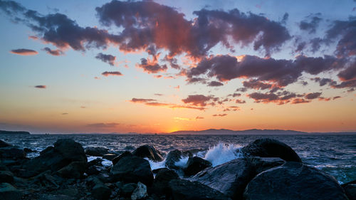 Scenic view of sea against sky during sunset