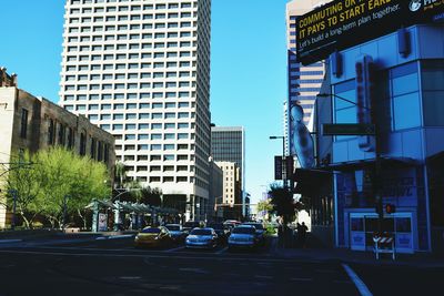 City street against blue sky