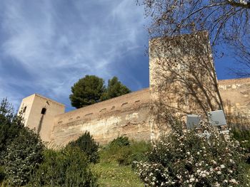 Low angle view of old building against sky