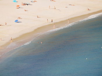 High angle view of people on beach