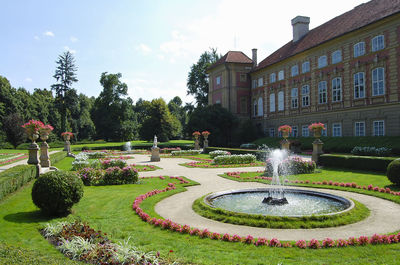 View of fountain in park