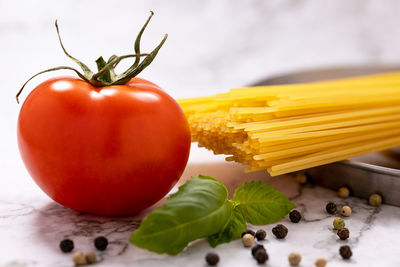 Close-up of tomatoes on table