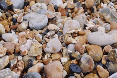 Full frame shot of pebbles on beach