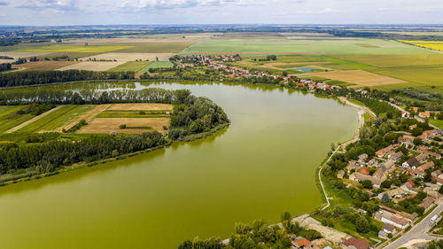 Aerial view of river amidst landscape