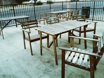 Empty bench in restaurant