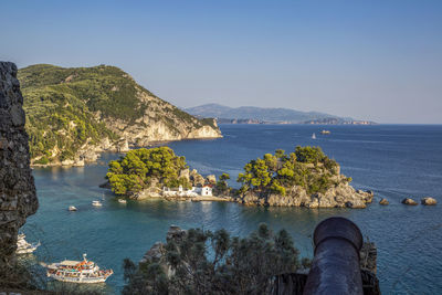 Scenic view of sea against clear sky