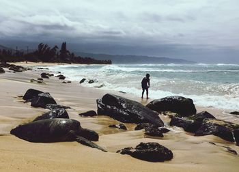 Scenic view of beach against sky