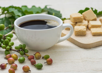 Close-up of tea cup on table