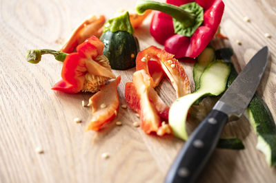 Close-up of vegetables on cutting board