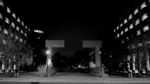 Illuminated street lights at night