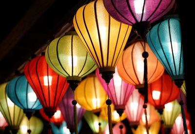 Low angle view of illuminated lanterns