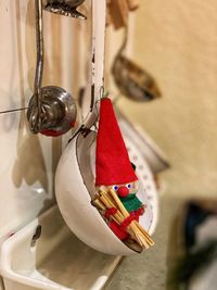 High angle view of christmas decoration on table