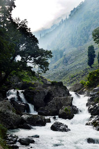 Scenic view of waterfall