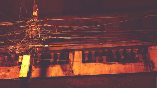 Close-up of illuminated lighting equipment