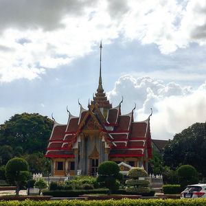 View of pagoda against cloudy sky