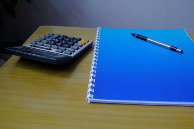 High angle view of pen on table