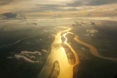 Aerial view of landscape against sky