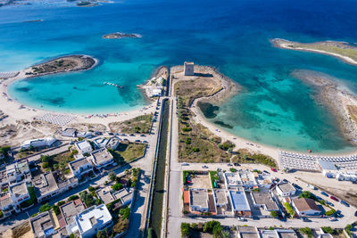 High angle view of beach