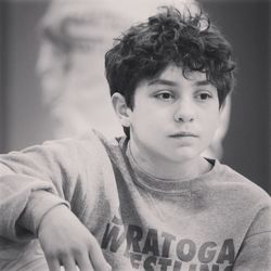 Close-up of thoughtful boy looking away