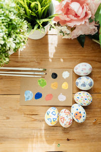 High angle view of food on table