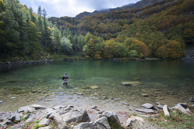 Scenic view of lake against mountain