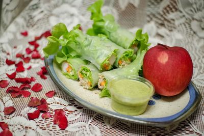 Close-up of fruit salad in plate