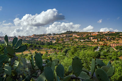 High angle view of townscape against sky