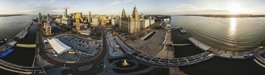 High angle view of buildings in city