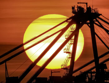 Silhouette of ferris wheel during sunset