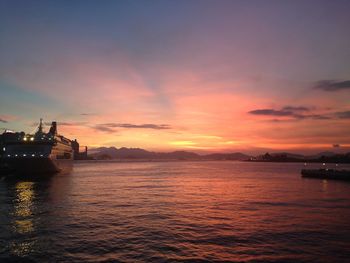 Scenic view of sea at sunset