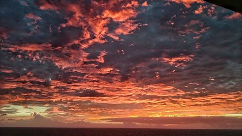 Scenic view of sea against dramatic sky