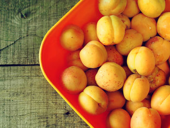 High angle view of fruits in bowl