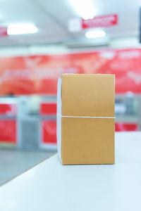 Close-up of open book on table