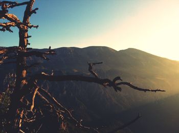 Scenic view of mountains against clear sky