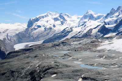 Scenic view of snowcapped mountains and glacier against sky