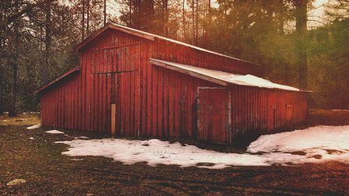 View of cottage in winter