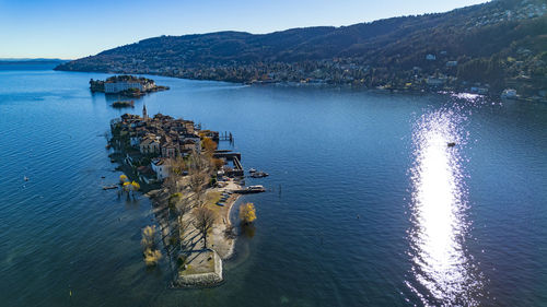 High angle view of sea against sky