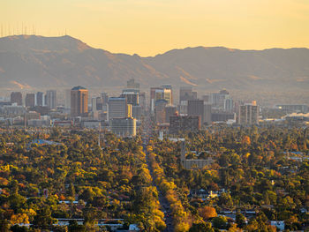 View of phoenix, arizona skyline looking south down central avenue