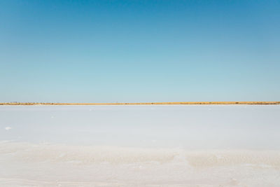 Scenic view of beach against clear sky