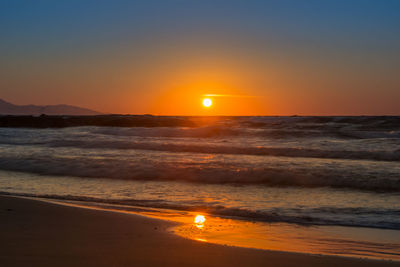 Scenic view of sea against sky during sunset