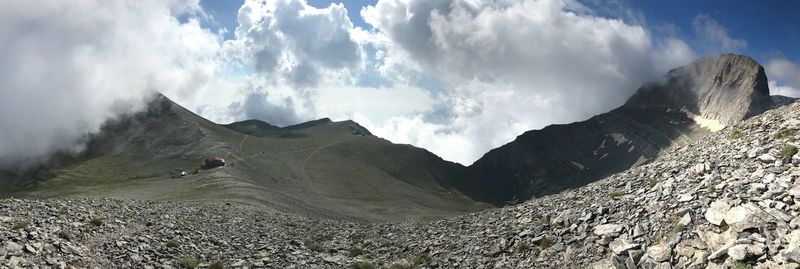 Panoramic view of mountains against sky