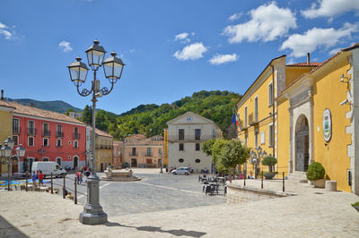 The town square of sepino, a village of molise region in italy.