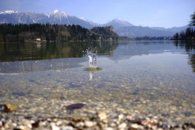Scenic view of lake against sky