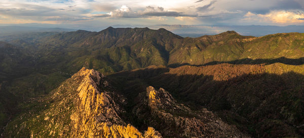 Panoramic view of mountains against sky