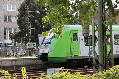 Train on street in city